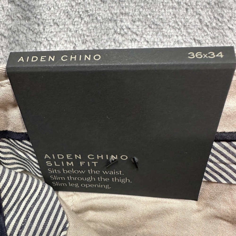 Banana Republic Aiden Chino Slim Fit Pants Mens 36x34 Tan Khaki Cotton New - Picture 10 of 14
